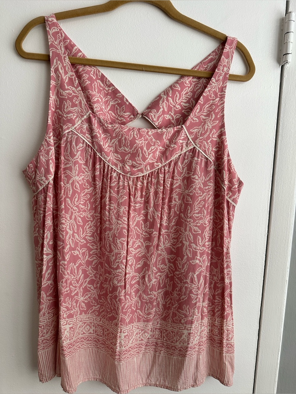 Anthropologie Maeve Pink Floral Border-Print Tank Top (size XL)